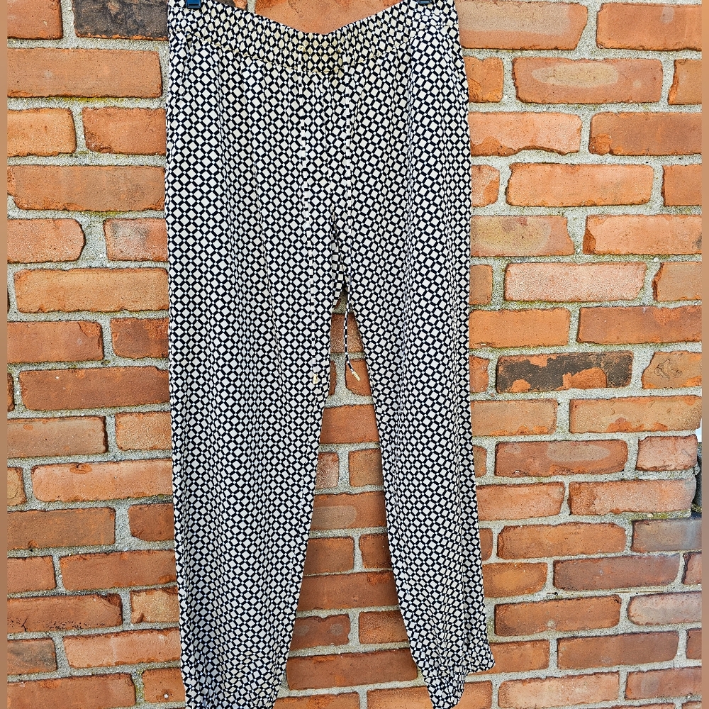 MICHAEL Michael Kors Black and White Geometric Boot Cut Pants